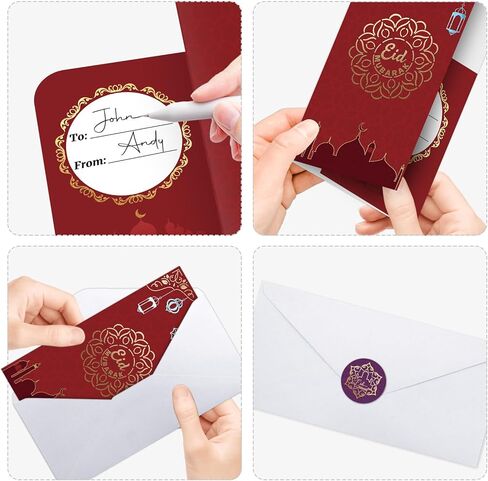 Fancy Land 18PCS Eid Mubarak Greeting Cards with Envelopes Gold Foil Eid Money Holder Cards Ramadan EID Religious Cards Party Favors in Saudi Arabia