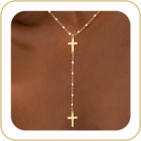 Lariat Gold Necklace for Women Dainty Long Necklace 14k Gold Plated Y-Shaped Layered Chain Necklaces in Saudi Arabia