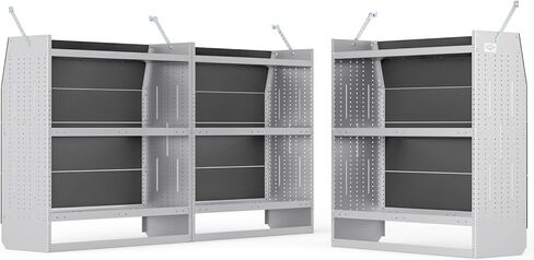 AA Products Model SH-4604-T3(3) Steel Low/Mid/High Roof Van Shelving Storage System Fits Transit, GM, NV, Promaster, Sprinter and Metris, Set of 3 Contoured Shelving Unit, 42" W x 46" H x 16" D in Saudi Arabia