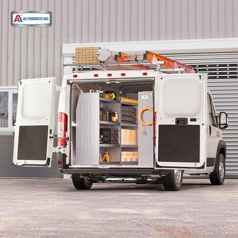 AA Products Model SH-4604-T3(3) Steel Low/Mid/High Roof Van Shelving Storage System Fits Transit, GM, NV, Promaster, Sprinter and Metris, Set of 3 Contoured Shelving Unit, 42" W x 46" H x 16" D in Saudi Arabia