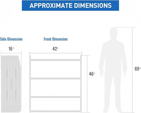 AA Products Model SH-4604-T3(3) Steel Low/Mid/High Roof Van Shelving Storage System Fits Transit, GM, NV, Promaster, Sprinter and Metris, Set of 3 Contoured Shelving Unit, 42" W x 46" H x 16" D in Saudi Arabia