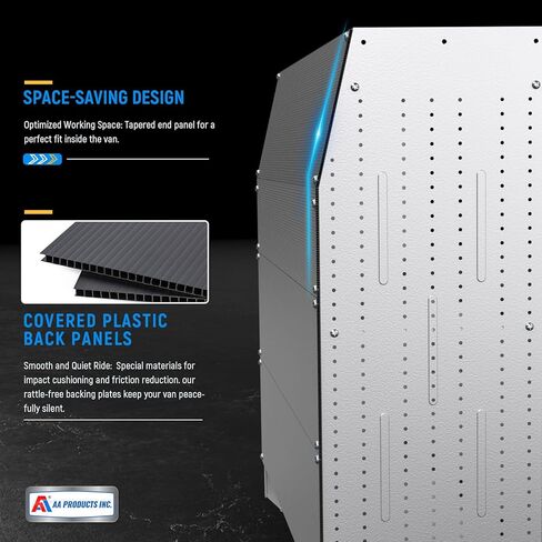AA Products Model SH-4604-T3(3) Steel Low/Mid/High Roof Van Shelving Storage System Fits Transit, GM, NV, Promaster, Sprinter and Metris, Set of 3 Contoured Shelving Unit, 42" W x 46" H x 16" D in Saudi Arabia