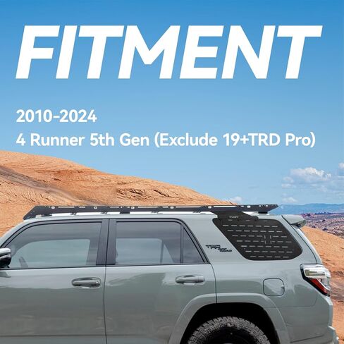 4Runner Rear Window Molle Panel Modular Storage Panel System Exterior Cargo Rack Shelf Compatible with 2010-2024 Toyota 4Runner 5th Gen (Exclude 10-13 Trail, 19+TRD Pro) - Pair in Saudi Arabia