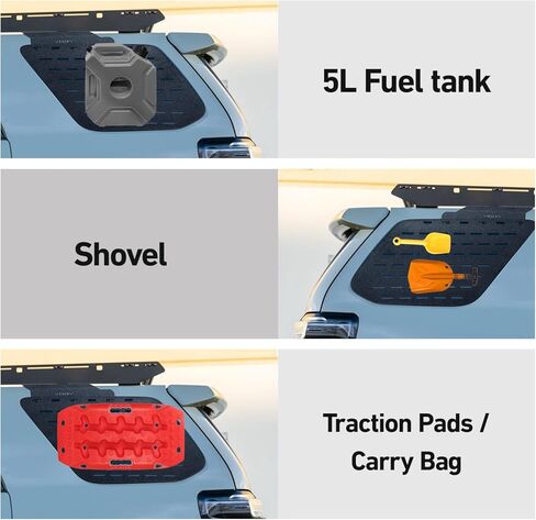 4Runner Rear Window Molle Panel Modular Storage Panel System Exterior Cargo Rack Shelf Compatible with 2010-2024 Toyota 4Runner 5th Gen (Exclude 10-13 Trail, 19+TRD Pro) - Pair in Saudi Arabia