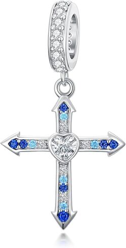 ROMANTICWORK حلية متقاطعة لسوار 925 فضة سهم خرزة دلايات صليب مجوهرات للنساء زوجة عيد ميلاد عيد الميلاد in Kuwait