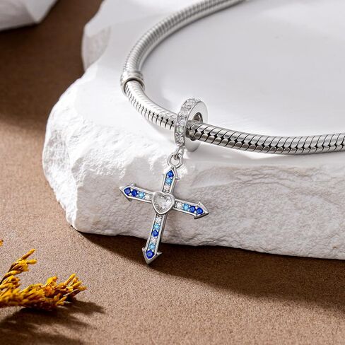 ROMANTICWORK حلية متقاطعة لسوار 925 فضة سهم خرزة دلايات صليب مجوهرات للنساء زوجة عيد ميلاد عيد الميلاد in Kuwait