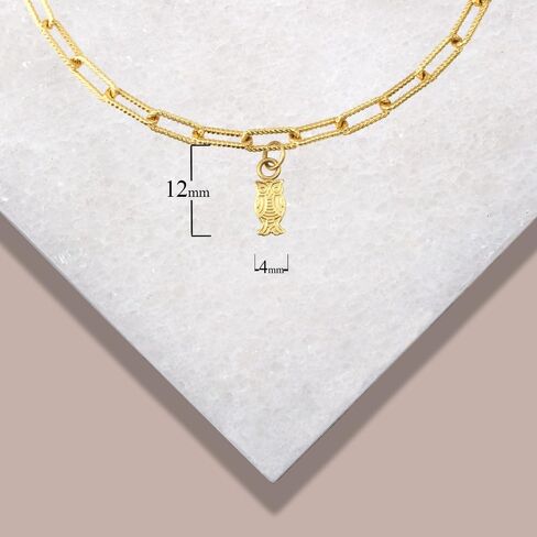 Fine 10k Yellow Gold Lucky Charm Symbols Paperclip Chain Link Bracelet (Size 7.5) in Saudi Arabia