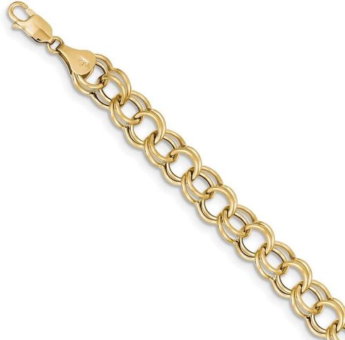 Roy Rose Jewelry 10K Yellow Gold Hollow Double Link Charm Bracelet ~ length: 7 inches in Saudi Arabia
