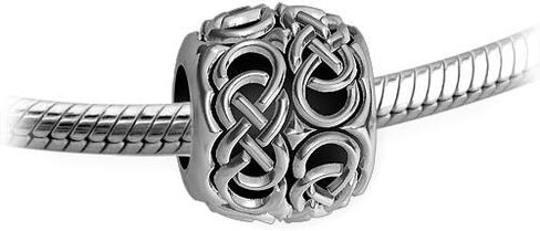 Repeating Double Infinity Symbol Charm Bracelet Bead in 14K White gold in Kuwait