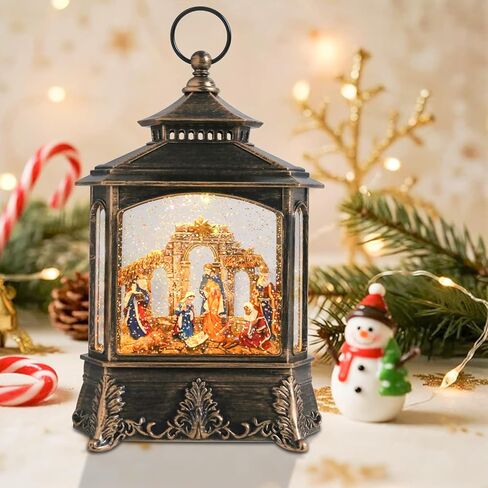 كرات ثلجية لعيد الميلاد مضاءة بفوانيس عيد الميلاد من MUMTOP - كرة ثلجية موسيقية لمشهد الميلاد الأبيض مع لمعان دوار وإضاءة LED تعمل بالبطارية لديكور منزل عيد الميلاد in Kuwait