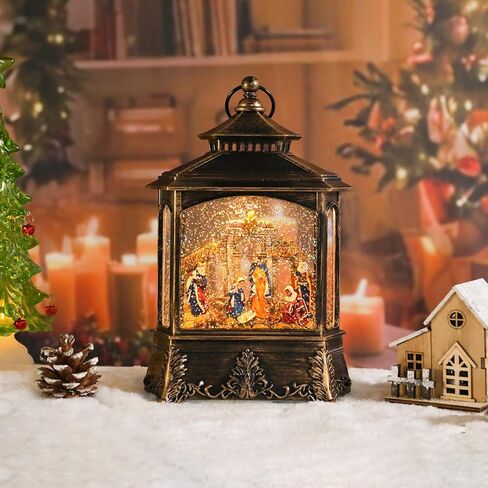 كرات ثلجية لعيد الميلاد مضاءة بفوانيس عيد الميلاد من MUMTOP - كرة ثلجية موسيقية لمشهد الميلاد الأبيض مع لمعان دوار وإضاءة LED تعمل بالبطارية لديكور منزل عيد الميلاد in Kuwait