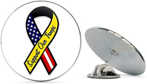 Ribbon Shaped Support Our Troops (Military Support Served) Metal 0.75" Lapel Hat Pin Tie Tack Pinback in Saudi Arabia