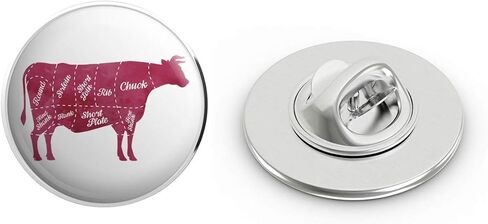 Butchers Meat Cuts Cartoon Diagram - Beef Round Metal 0.75" Lapel Pin Hat Shirt Pin Tie Tack Pinback in Kuwait