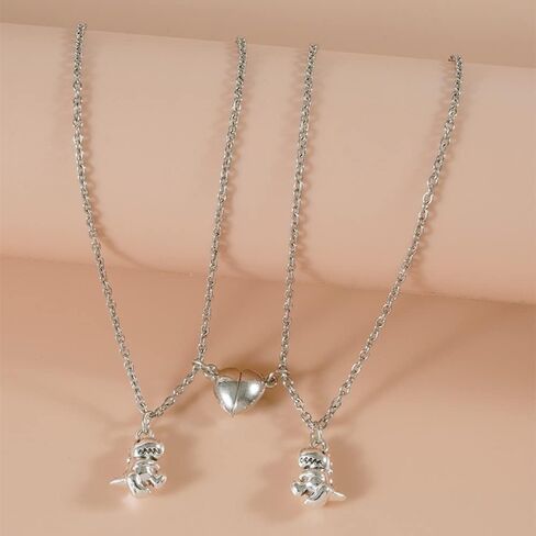 2 Pcs Dinosaurs Bracelets Necklace Pinky Promise Distance Matching Pendant Necklace Lovely Charm Bracelets Relationship Gifts for Mom and Daughter/Son Best Friends Couples Family Mothers Day Birthday-Necklace A in Saudi Arabia