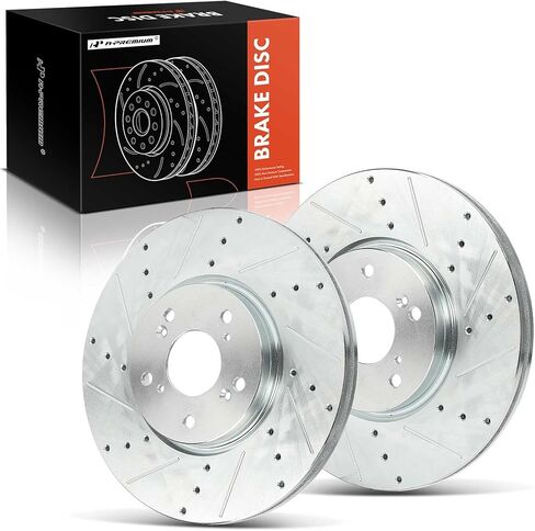A-Premium 12.20 inch (310 mm) Front Drilled and Slotted Disc Brake Rotors Compatible with Select Acura Models - TL 2004 2005 2006 2007 2008, 2-PC Set in Saudi Arabia