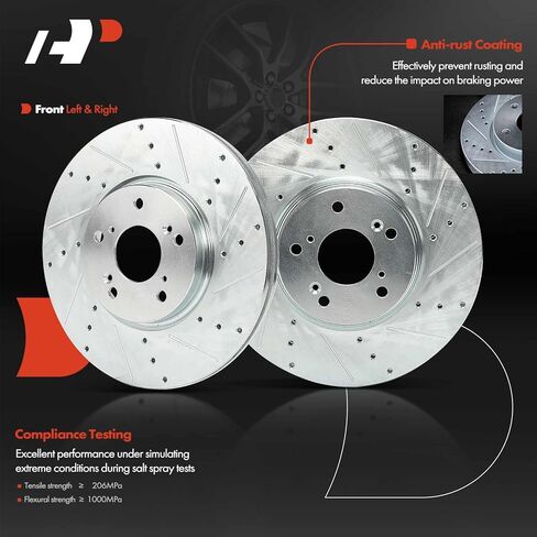 A-Premium 12.20 inch (310 mm) Front Drilled and Slotted Disc Brake Rotors Compatible with Select Acura Models - TL 2004 2005 2006 2007 2008, 2-PC Set in Saudi Arabia