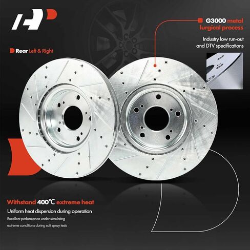 A-Premium 12.20 inch (310 mm) Front Drilled and Slotted Disc Brake Rotors Compatible with Select Acura Models - TL 2004 2005 2006 2007 2008, 2-PC Set in Saudi Arabia