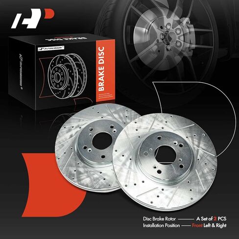 A-Premium 12.20 inch (310 mm) Front Drilled and Slotted Disc Brake Rotors Compatible with Select Acura Models - TL 2004 2005 2006 2007 2008, 2-PC Set in Saudi Arabia