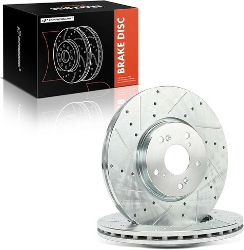 A-Premium 12.20 inch (310 mm) Front Drilled and Slotted Disc Brake Rotors Compatible with Select Acura Models - TL 2004 2005 2006 2007 2008, 2-PC Set in Saudi Arabia