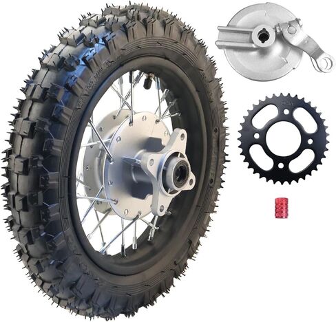 2.5-10 10 Inch Rear Wheel Tire and Rim 12mm Bearing 1.4 x 10 And Drum Brake With 420 37T Sprocket for 50/70/ 90/110cc BBR50 DRZ70 TTR50 DRZ50 CRF50 PW50 TTR50 Chinese SSR Dirt Pit Bike ATVs in Kuwait