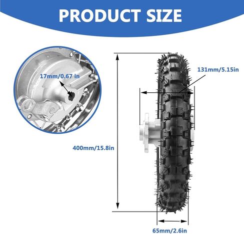 2.5-10 10 Inch Rear Wheel Tire and Rim 12mm Bearing 1.4 x 10 And Drum Brake With 420 37T Sprocket for 50/70/ 90/110cc BBR50 DRZ70 TTR50 DRZ50 CRF50 PW50 TTR50 Chinese SSR Dirt Pit Bike ATVs in Kuwait