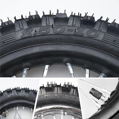 2.5-10 10 Inch Rear Wheel Tire and Rim 12mm Bearing 1.4 x 10 And Drum Brake With 420 37T Sprocket for 50/70/ 90/110cc BBR50 DRZ70 TTR50 DRZ50 CRF50 PW50 TTR50 Chinese SSR Dirt Pit Bike ATVs in Kuwait