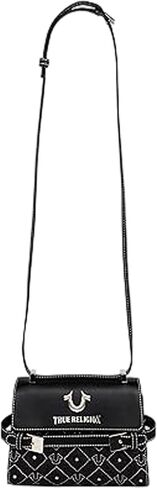 True Religion Crossbody Bag, Studded Flap Purse with Diamond Stitch Pattern, Horseshoe Logo and Silver Hardware in Saudi Arabia