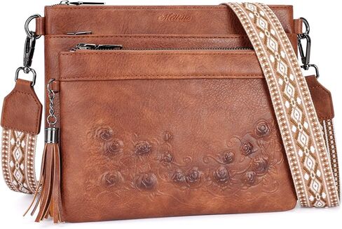 حقائب كروس للنساء من MEITRUE، محفظة جلدية منقوشة مع شرابة متعددة الجيوب للسفر على الكتف in Kuwait
