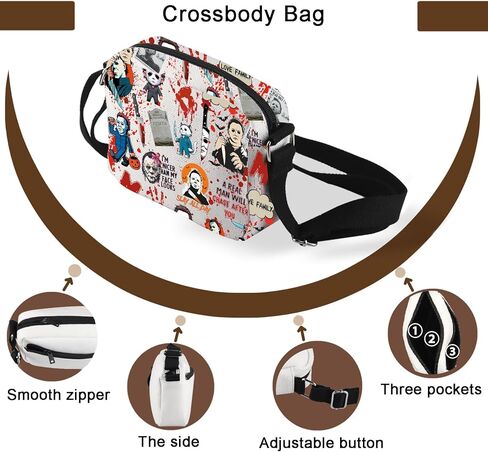 TSOTMO Horror Movie Horror Characters A Real Man Will Chase After You Crossbody Bag Halloween Scary Halloween Movie Gift in Saudi Arabia