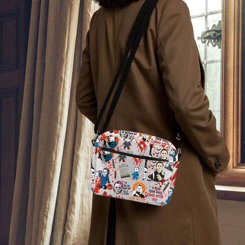 TSOTMO Horror Movie Horror Characters A Real Man Will Chase After You Crossbody Bag Halloween Scary Halloween Movie Gift in Saudi Arabia