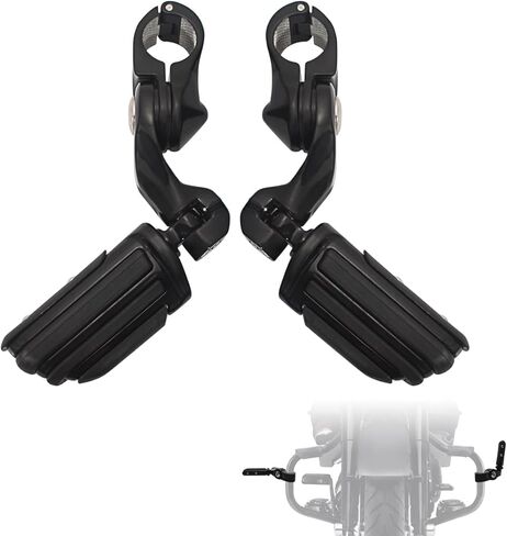 FOVPLUE Highway Peg Set,6" Adjustable Highway Bar Footpegs w/Mounts for Honda 1998-2000 GL1500,1997-2004 Valkyrie, GL1800,25-35mm,1'',1.25'',1.3'' Engine Guards/Tubing, Gloss Black in Saudi Arabia