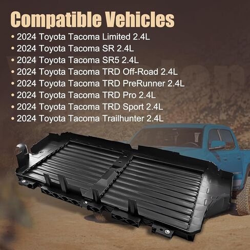 53100-AK011 مجموعة مصراع الرادياتير مع محرك متوافق مع Toyota Tacoma 2.4L L4 2024 2025 مشعاع تجميع أسود غير لامع 53100AK011 مصراع الهواء in Kuwait