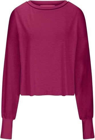 Open Back Workout Tops for Women Long Sleeve Gym Athletic Yoga Shirts Y2k Casual Crewneck Loose Sports Outfits in Saudi Arabia