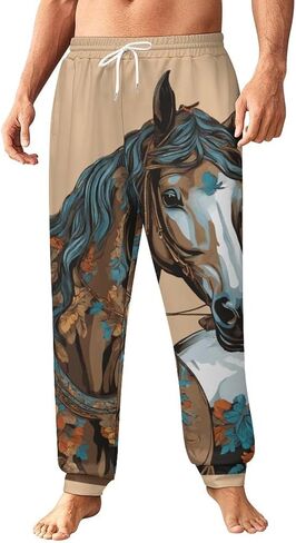 Zakqeik Colorful Horse Men's Sweatpants Cool Jogging Pants Drawstring Baggy Pants Trousers with Pocket in Saudi Arabia