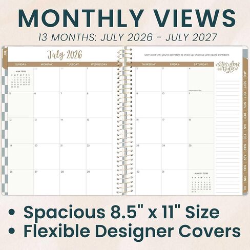 bloom daily planners 2026-2027 Planner (8.5" x 11") 13 Month Academic Year Organizer (July 2026 - July 2027) - Weekly & Monthly Agenda Book with Stickers & Tabs - Checkered in Saudi Arabia