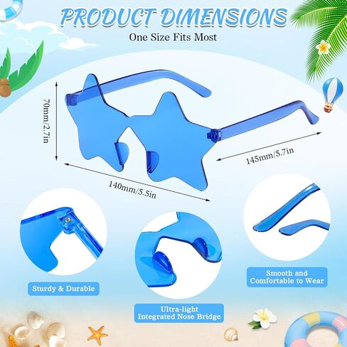 Wholesale 50 Pack Rimless Star/Heart Sunglasses Bulk, Fun Candy Colors Star Heart Glasses for Women Men Party Favors in Kuwait