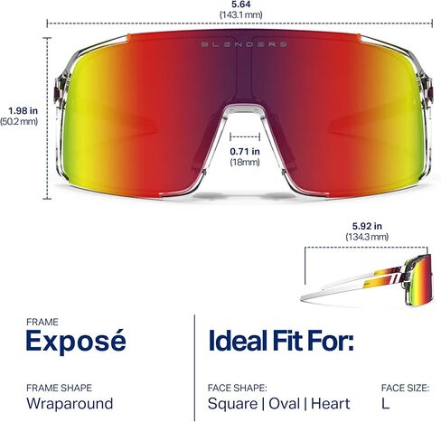 Blenders Eyewear Exposé - نظارات شمسية مستقطبة - إطار خفيف الوزن عالي الأداء، وسادات أنف قابلة للتعديل - حماية 100٪ من الأشعة فوق البنفسجية - للرجال والنساء - مسطرة المستقبل in Kuwait