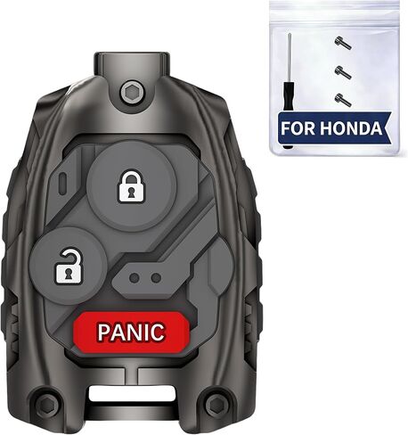 القطع غير مطلوب - استبدال غطاء غطاء المفتاح الثقيل المحسن لسيارة Honda Accord Crosstour 2010-2012، Civic EX 2006-2011، Pilot 2005-2008، CR-V 2007-2013 Key Fob Case (3 أزرار - أسود) in Saudi Arabia