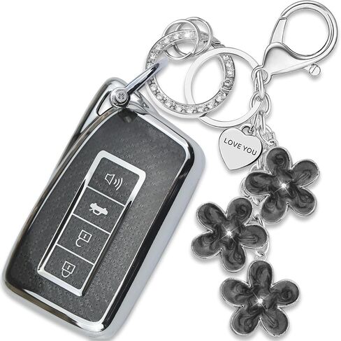 Pink TPU Key Fob Cover with Sakura Flower Keychain Compatible with Lexus ES300h ES350 GS350 GS450h IS200t IS300 IS350 LX570 NX200t NX300h RC350 RX350 RX450h 4-Button Smart Key for Women in Saudi Arabia