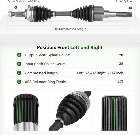 Pair (2) Front CV Axle Shaft Assembly Fit for Ford Escape 2001-2008, for Mazda Tribute 2001-2006 2008, for Mercury Mariner 2005-2008 2.0L 2.3L 3.0L, Automatic trans only, Left and Right Side in Saudi Arabia