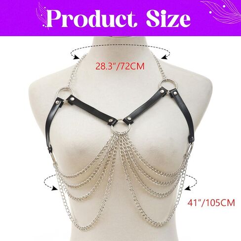 Leather Chest Chain Belt Fashion Rave Goth Body Harness for Women in Saudi Arabia