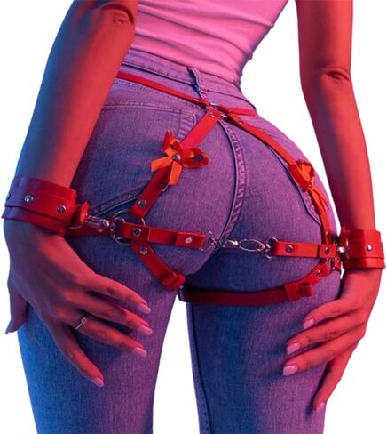 Body Harness Blet with Handcuffs for Women, Bondage Restraint for Cosplay, Mardi Gras Valentine's Day Bedroom Fantasy in Saudi Arabia