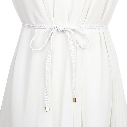 حزام نحيف مجدول من جلد البولي يوريثان أنيق للسيدات من NIDMIDO، حزام خصر منسوج وحزام فستان مزخرف لملابس الفتيات in Kuwait