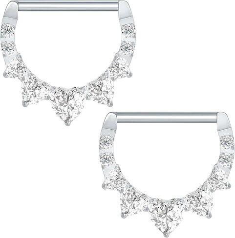 Xpircn 14G التيتانيوم ثقب الحلمة مجوهرات للنساء Higned الجزء الفرس حلقة الأطواق D على شكل حلقات للحلمات من الفولاذ in Kuwait