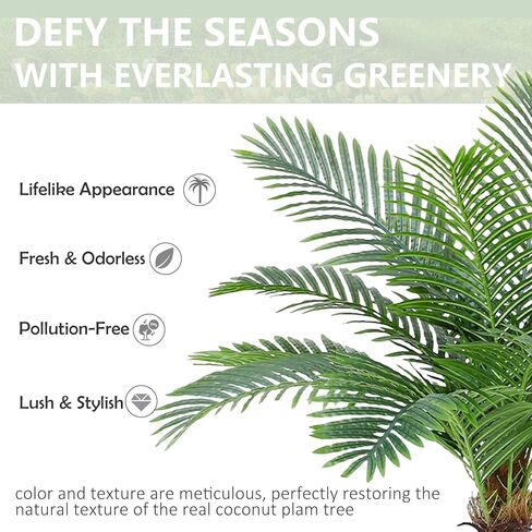 شجرة نخيل العنقاء الاصطناعية بطول 6 أقدام، أشجار جوز الهند الاستوائية الطويلة في الداخل والخارج، نباتات أرضية صناعية حريرية كبيرة في وعاء أسود، نبات اصطناعي للفناء الخارجي بجوار حمام السباحة ديكور مكتب المنزل in Kuwait