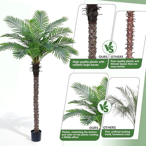 شجرة نخيل العنقاء الاصطناعية بطول 6 أقدام، أشجار جوز الهند الاستوائية الطويلة في الداخل والخارج، نباتات أرضية صناعية حريرية كبيرة في وعاء أسود، نبات اصطناعي للفناء الخارجي بجوار حمام السباحة ديكور مكتب المنزل in Kuwait
