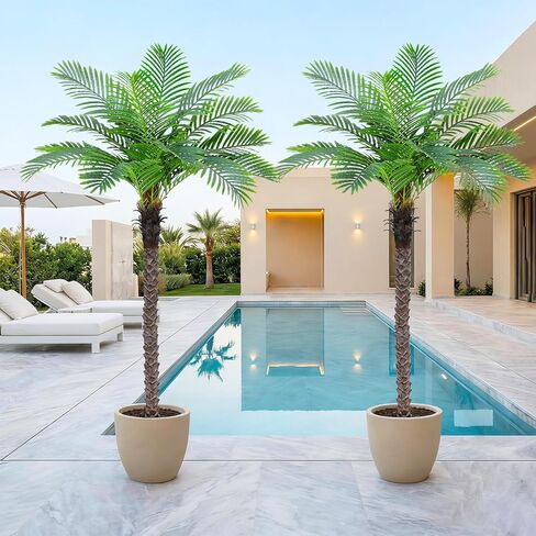 شجرة نخيل العنقاء الاصطناعية بطول 6 أقدام، أشجار جوز الهند الاستوائية الطويلة في الداخل والخارج، نباتات أرضية صناعية حريرية كبيرة في وعاء أسود، نبات اصطناعي للفناء الخارجي بجوار حمام السباحة ديكور مكتب المنزل in Kuwait