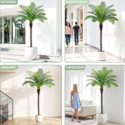 شجرة نخيل العنقاء الاصطناعية بطول 6 أقدام، أشجار جوز الهند الاستوائية الطويلة في الداخل والخارج، نباتات أرضية صناعية حريرية كبيرة في وعاء أسود، نبات اصطناعي للفناء الخارجي بجوار حمام السباحة ديكور مكتب المنزل in Kuwait