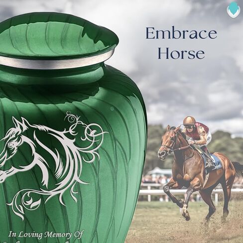 Geturns Embrace Adult Personalized Horse Cremation Urns for Human Ashes I Large Pearl Green Funeral Urn for Men and Women I 200 lbs in Saudi Arabia