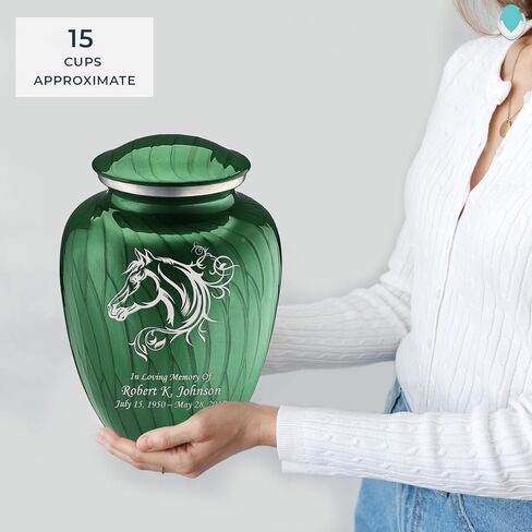 Geturns Embrace Adult Personalized Horse Cremation Urns for Human Ashes I Large Pearl Green Funeral Urn for Men and Women I 200 lbs in Saudi Arabia